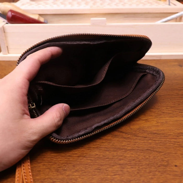 Leather Zipper Purse Wallet | Vegetable Tanned Cowhide Clutch