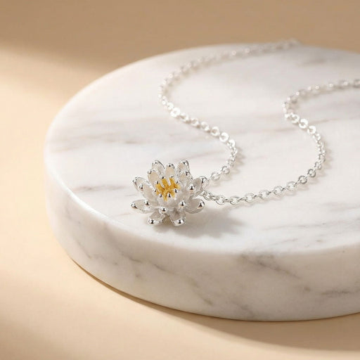 Lotus Flower Necklace - 925 Sterling Silver