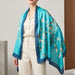 Luxury Blue Satin Wrap Scarf - Large