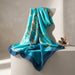 Luxury Blue Satin Wrap Scarf - Large