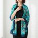 Luxury Blue Satin Wrap Scarf - Large