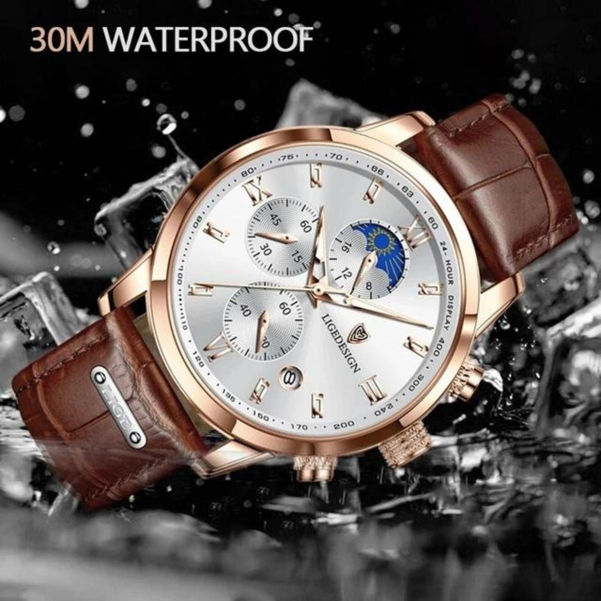 Luxury Leather Chronograph Watch | 18th 21st Birthday Gift for Him Men ...