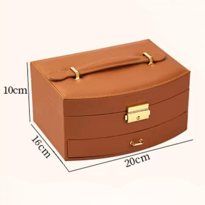 Luxury Two-Tier Jewellery Box with Mirror, Lining & Lock