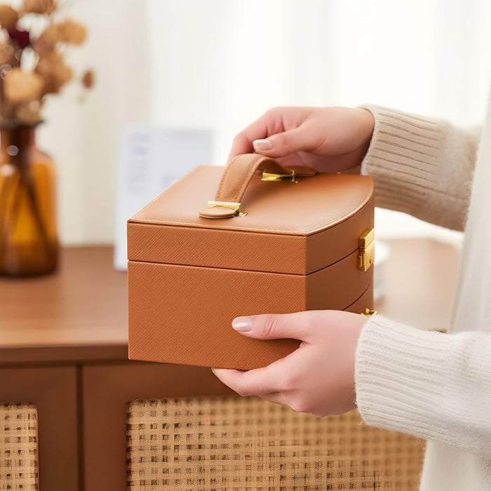 Luxury Two-Tier Jewellery Box with Mirror, Lining & Lock