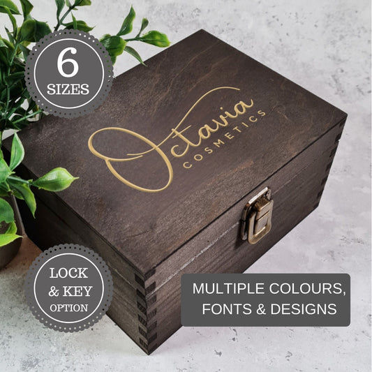 Luxury Wooden Company Logo Branded Client Gift Box - 6 Sizes Small to XLarge