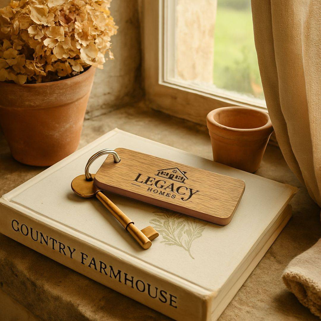 Luxury Wood Keyrings for Property Managers & Estate Agents | Add Logo ...