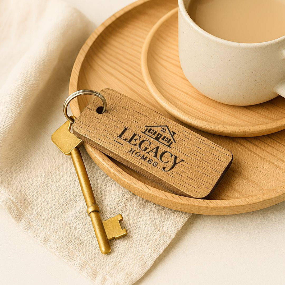 Luxury Wood Keyrings for Property Managers & Estate Agents | Add Logo ...