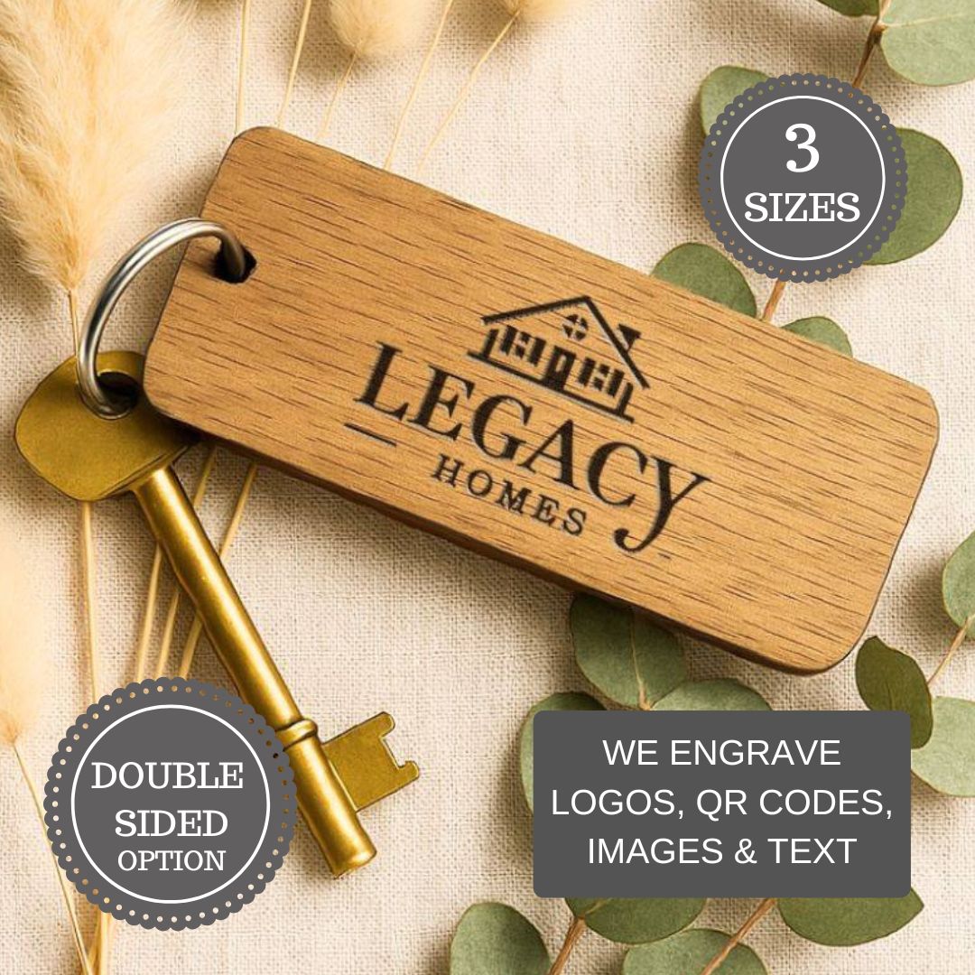 Luxury Wood Keyrings for Property Managers & Estate Agents | Add Logo ...
