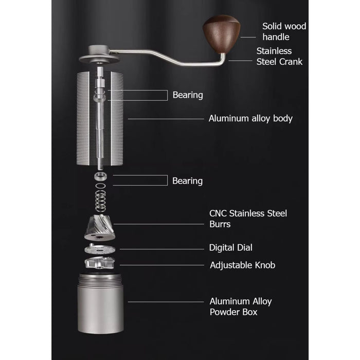Manual Coffee Grinder – 7-Core Stainless Steel Burr Hand Grinder with Adjustable Grind Settings