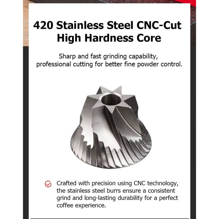 Manual Coffee Grinder – 7-Core Stainless Steel Burr Hand Grinder with Adjustable Grind Settings