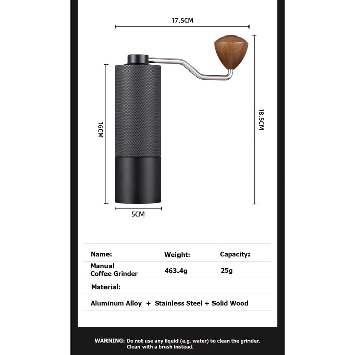 Manual Coffee Grinder – 7-Core Stainless Steel Burr Hand Grinder with Adjustable Grind Settings
