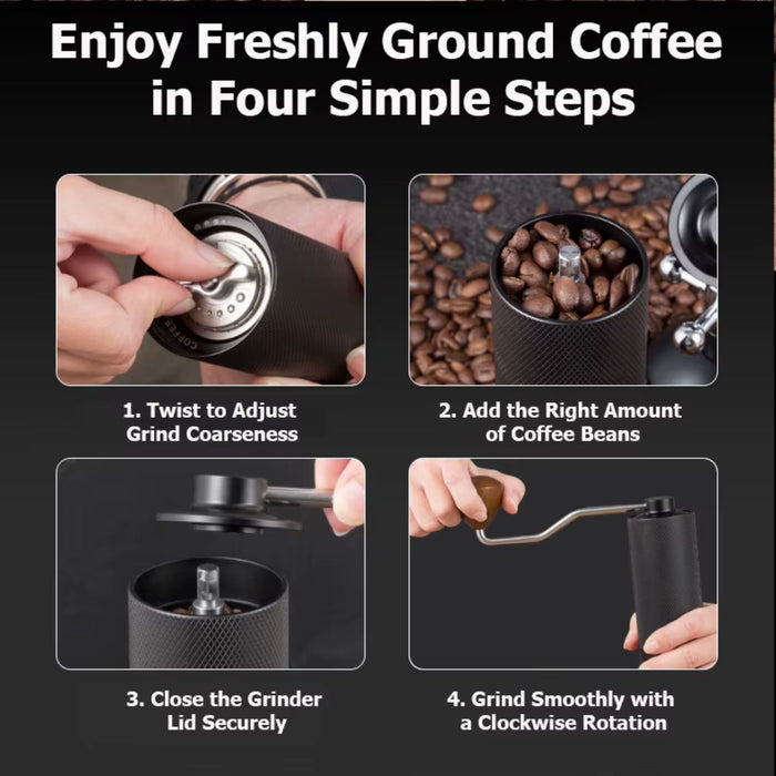 Manual Coffee Grinder – 7-Core Stainless Steel Burr Hand Grinder with Adjustable Grind Settings