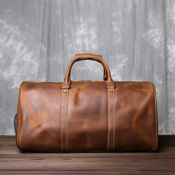 Men’s Genuine Leather Travel Bag | Retro Carry-On Weekend Duffle