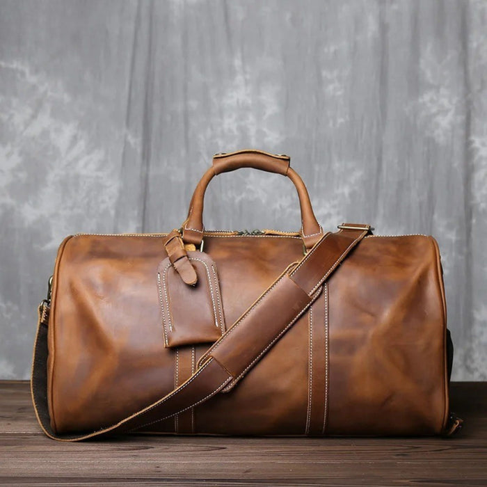 Men’s Genuine Leather Travel Bag | Retro Carry-On Weekend Duffle
