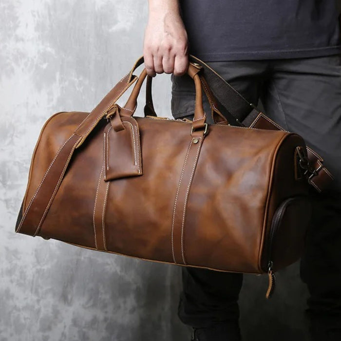 Men’s Genuine Leather Travel Bag | Retro Carry-On Weekend Duffle