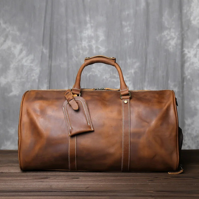 Men’s Genuine Leather Travel Bag | Retro Carry-On Weekend Duffle