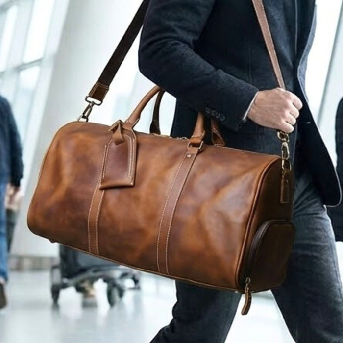 Men’s Genuine Leather Travel Bag | Retro Carry-On Weekend Duffle