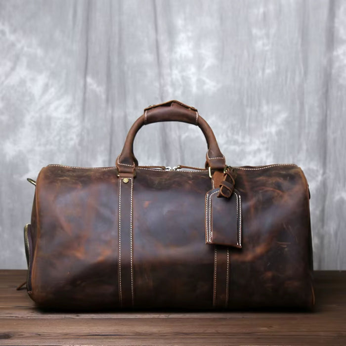 Men’s Genuine Leather Travel Bag | Retro Carry-On Weekend Duffle