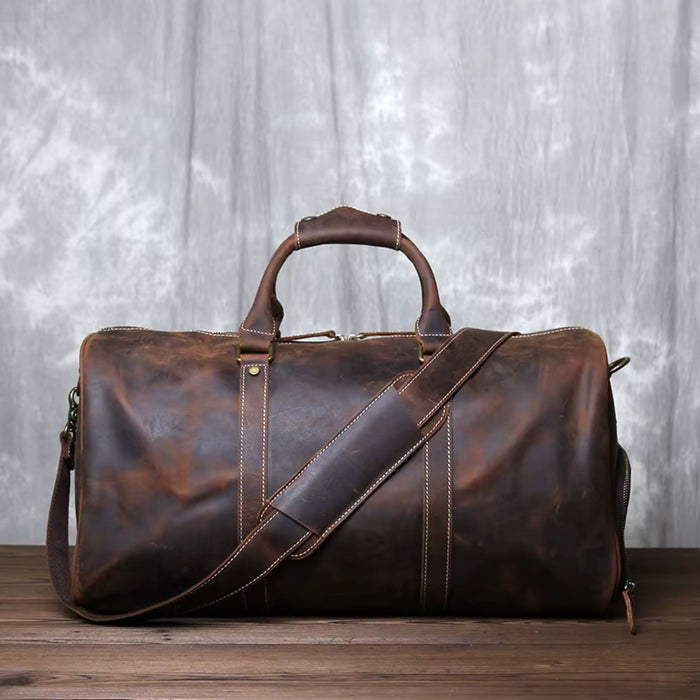 Men’s Genuine Leather Travel Bag | Retro Carry-On Weekend Duffle