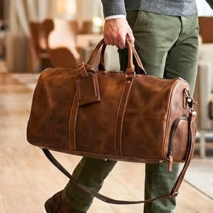 Men’s Genuine Leather Travel Bag | Retro Carry-On Weekend Duffle