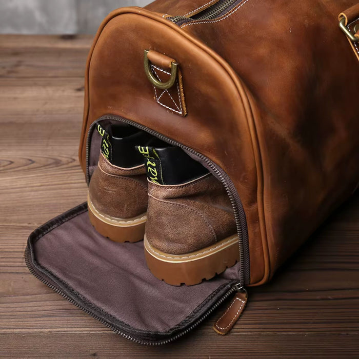 Men’s Genuine Leather Travel Bag | Retro Carry-On Weekend Duffle