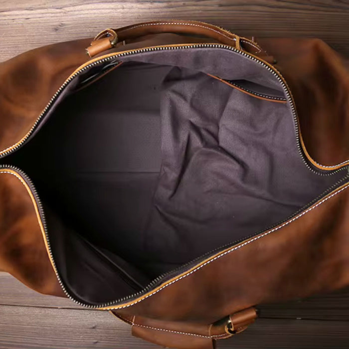 Men’s Genuine Leather Travel Bag | Retro Carry-On Weekend Duffle