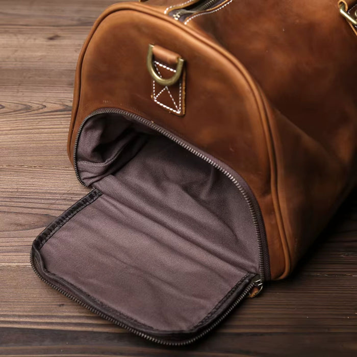 Men’s Genuine Leather Travel Bag | Retro Carry-On Weekend Duffle