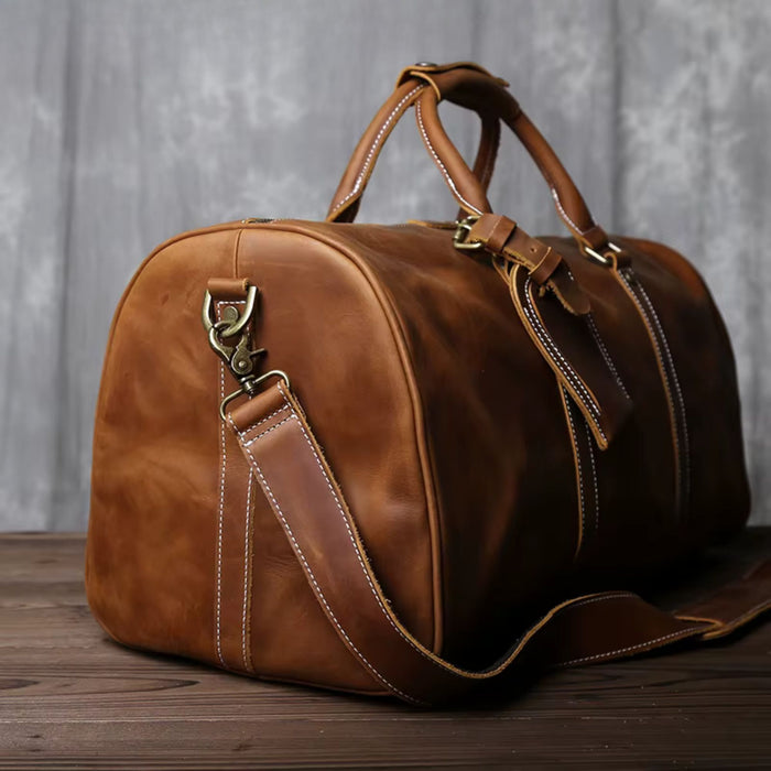 Men’s Genuine Leather Travel Bag | Retro Carry-On Weekend Duffle