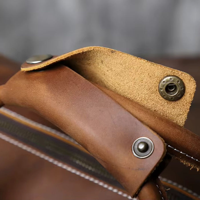Men’s Genuine Leather Travel Bag | Retro Carry-On Weekend Duffle