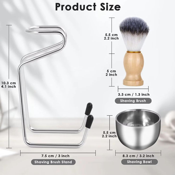 Men’s Shaving Brush and Bowl Set – 3-in-1 Traditional Wet Shaving Kit with Stand