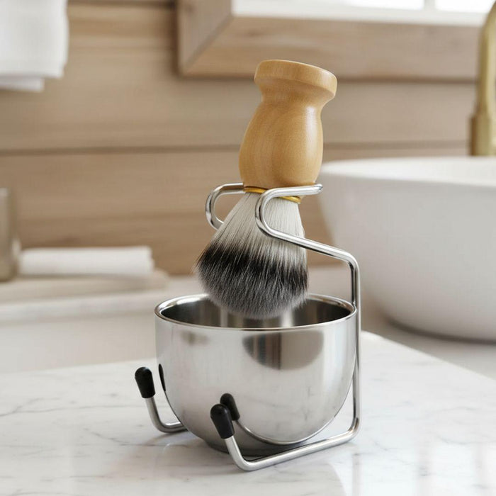 Men’s Shaving Brush and Bowl Set – 3-in-1 Traditional Wet Shaving Kit with Stand