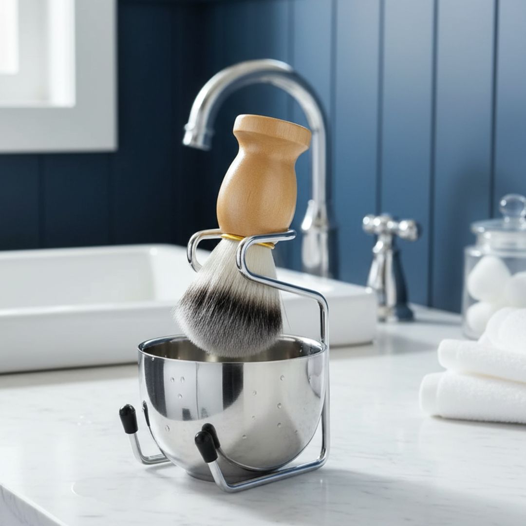 Men’s Shaving Brush and Bowl Set – 3-in-1 Traditional Wet Shaving Kit with Stand