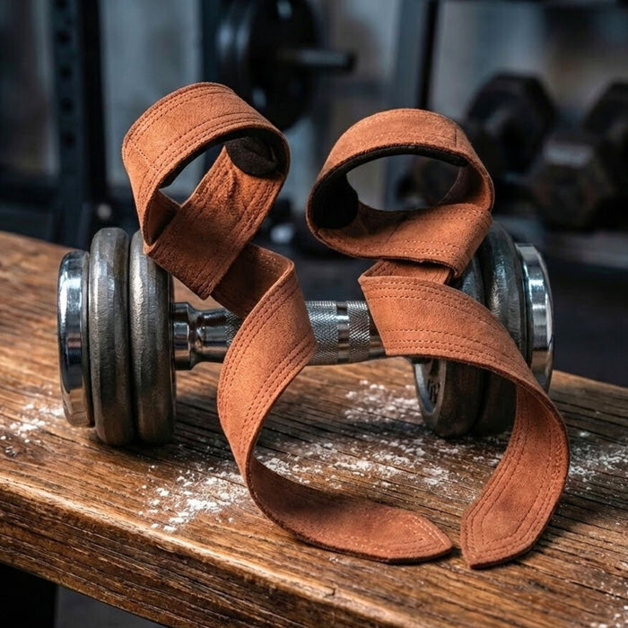 Microfibre Leather Weight Lifting Wrist Straps – Non-Slip Grip Training Straps