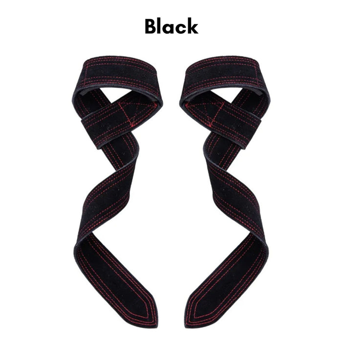 Microfibre Leather Weight Lifting Wrist Straps – Non-Slip Grip Training Straps