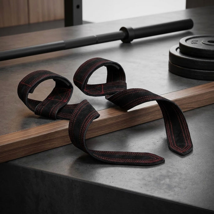Microfibre Leather Weight Lifting Wrist Straps – Non-Slip Grip Training Straps