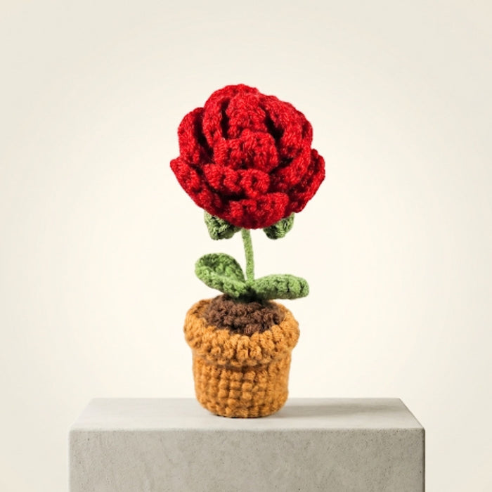 Mini Crochet Potted Everlasting Rose Flower