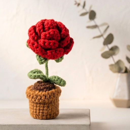 Mini Crochet Potted Everlasting Rose Flower