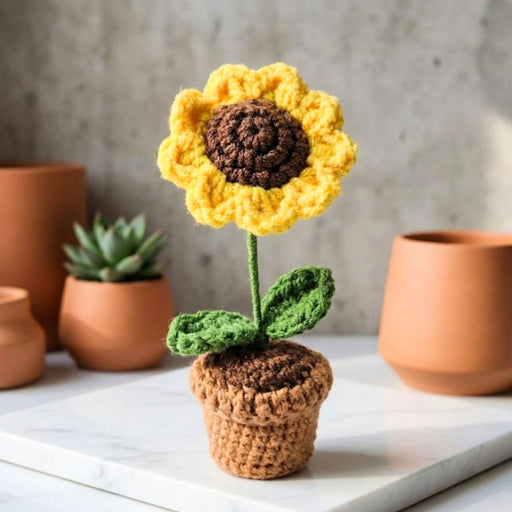 Mini Crochet Potted Everlasting Sunflower