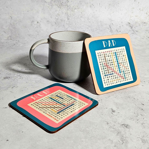 Mum & Dad Wordsearch Coaster Set - Gift for Parents