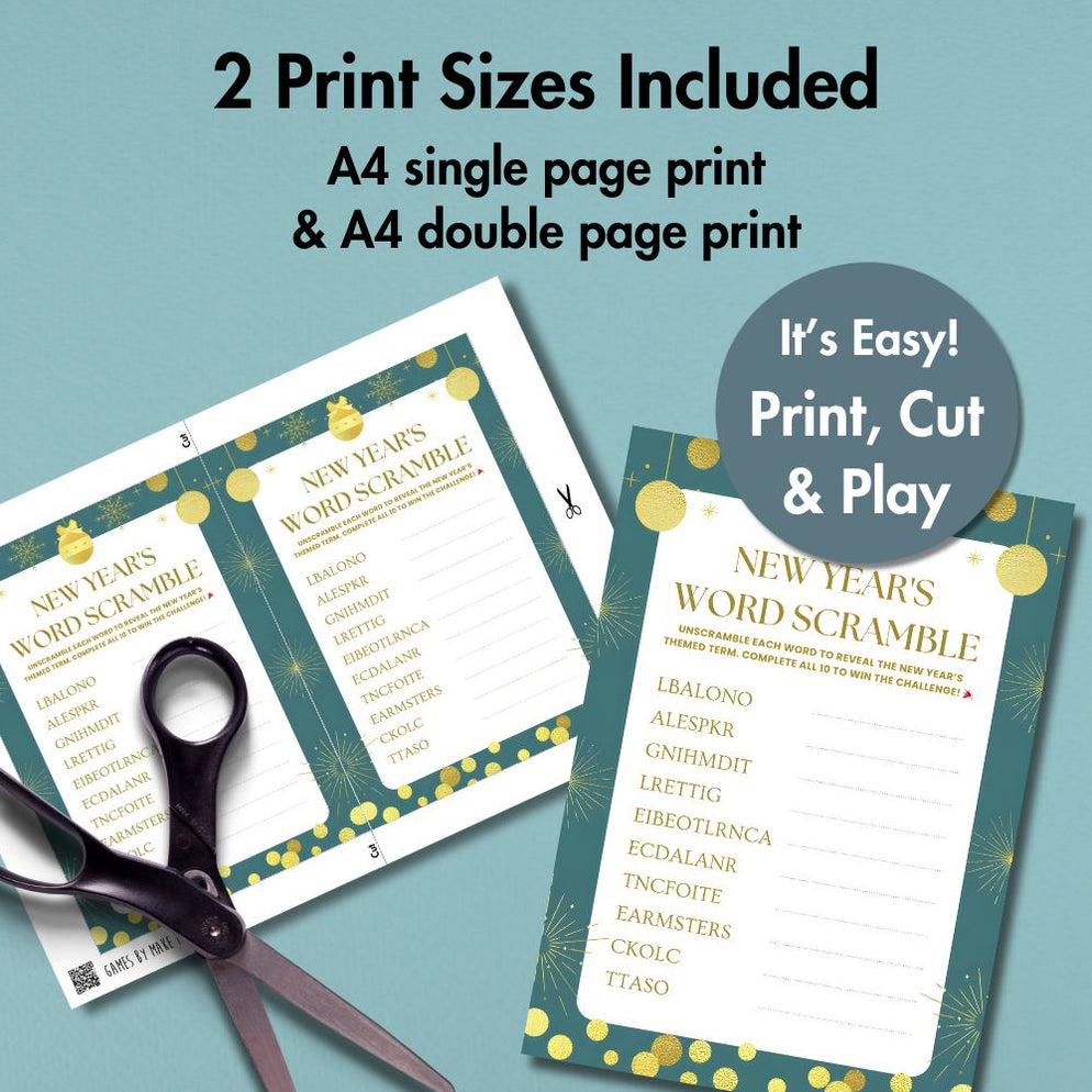 New Year's Word Scramble Activity Sheet | Instant Printable All Ages ...