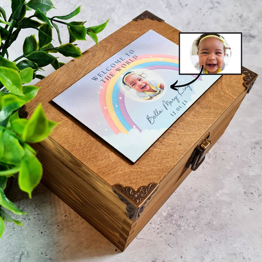 Newborn Baby Gift - Baby Memory Box - Personalised Gift for Baby Girl Baby Boy - New Parents Gift