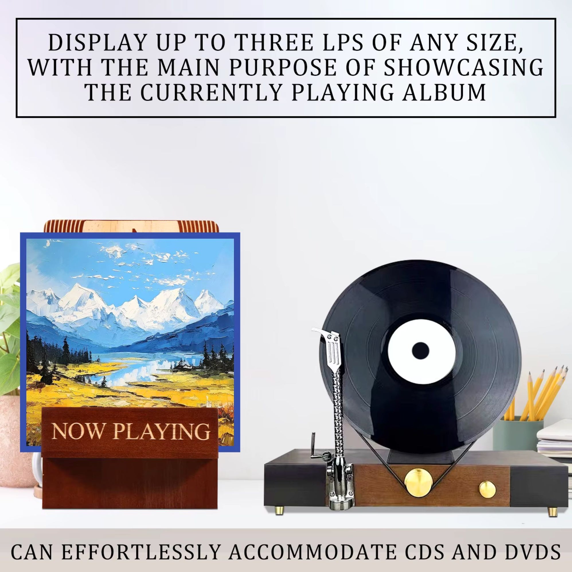 Now Playing Vinyl Record Stand | Wood Record Holder Display — Make Memento