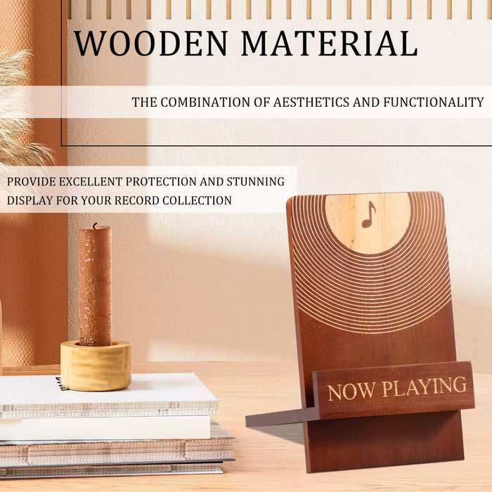 Now Playing Vinyl Record Stand – Wooden Vinyl Record Holder & Display Stand
