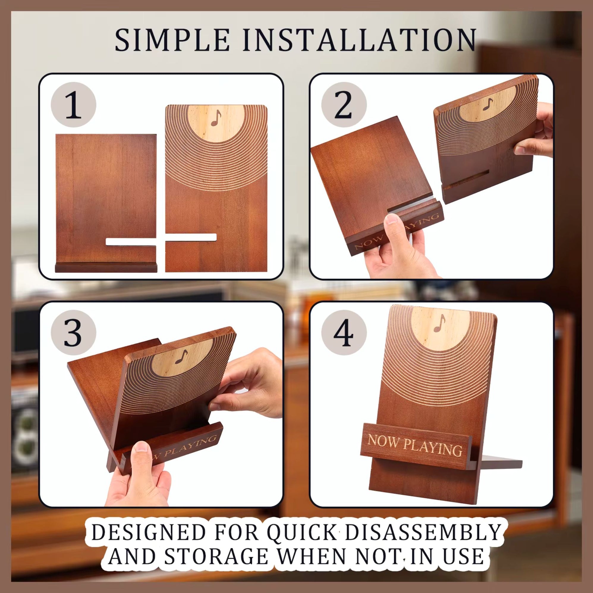 Now Playing Vinyl Record Stand | Wood Record Holder Display — Make Memento