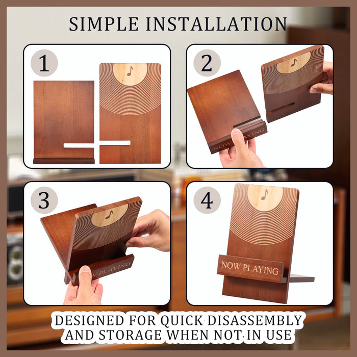 Now Playing Vinyl Record Stand – Wooden Vinyl Record Holder & Display Stand