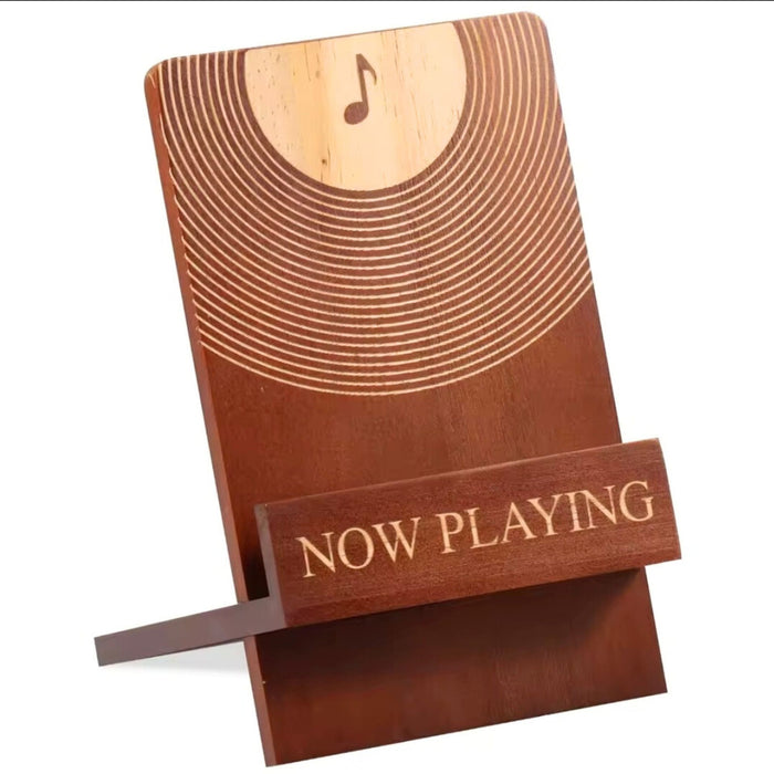Now Playing Vinyl Record Stand – Wooden Vinyl Record Holder & Display Stand