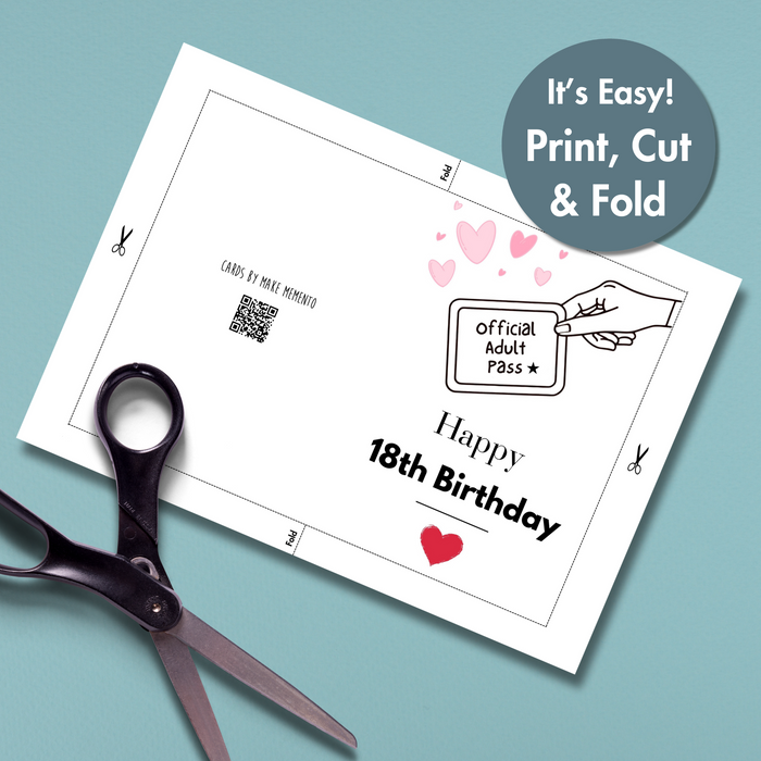 Official Adult Pass 18th Birthday Card | Printable Downloadable Card for Him Her
