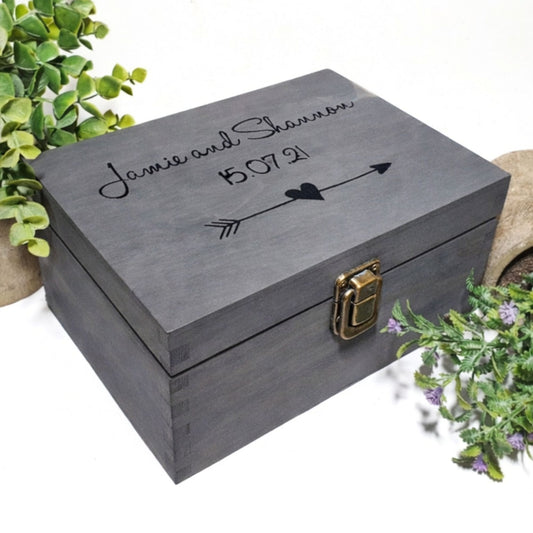 Personalised 1st Anniversary Couples Gift I Wedding Date Memory Box - 6 Sizes Small to XLarge