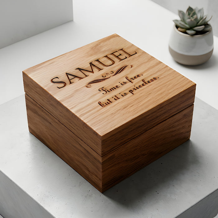 Personalised 5th Anniversary Watch Box I Wooden Wedding Gift For Him