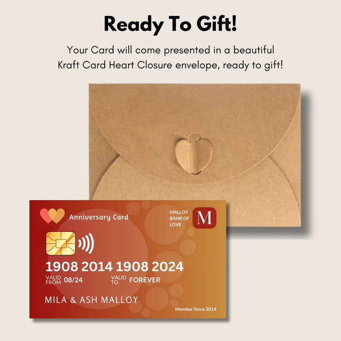 Personalised Anniversary Wallet Card, Romantic Keepsake Gift for Partner, Wedding Anniversary Present for Couples, Sentimental Metal Love Credit Card